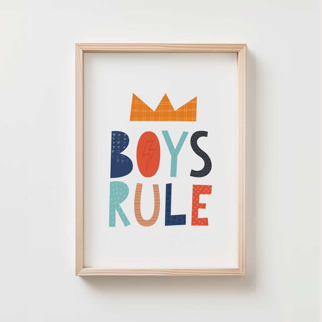 Boys Rule Nursery Print | Unframed