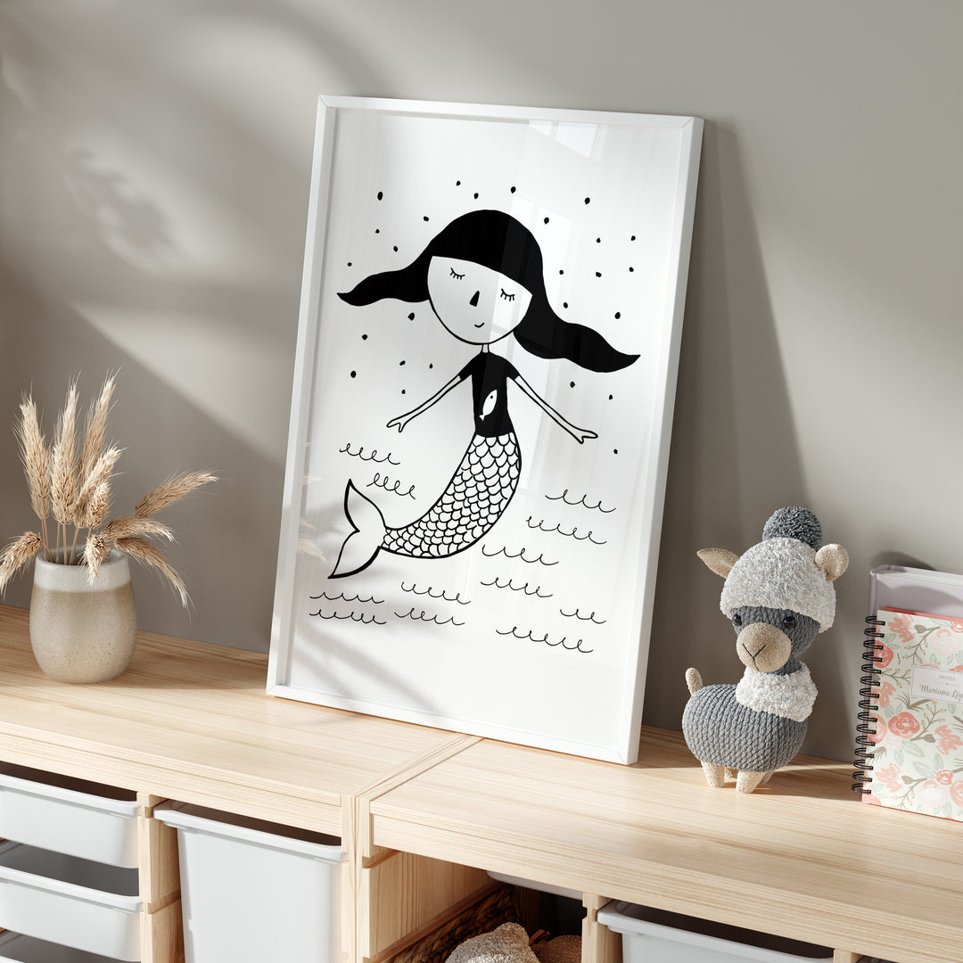 Mermaid Nursery Wall Art Unframed