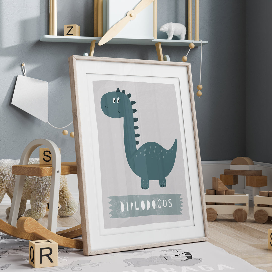 Diplodocus Dinosaur Nursery Print | Unframed