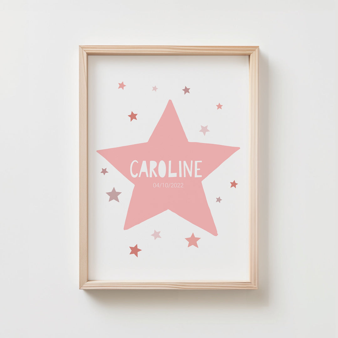 Personalized Name Print Star Pink | Unframed