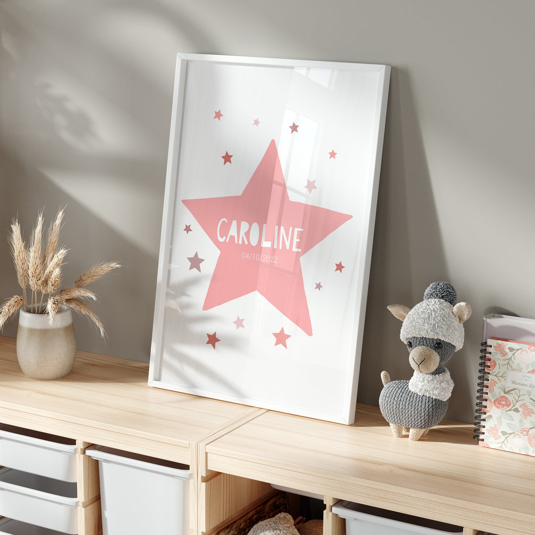 Personalized Name Print Star Pink | Unframed